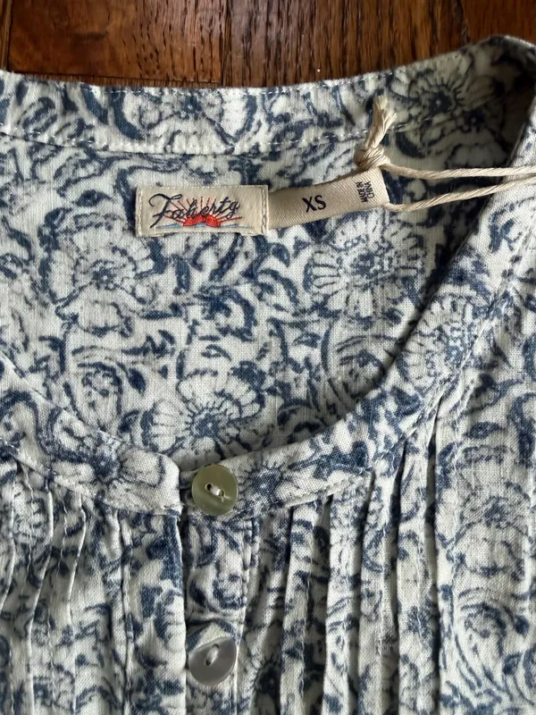 Faherty Isha Dress XS Cream Imma Floral Linen Blend Pintuck Mini Dress NWOT - Image 8