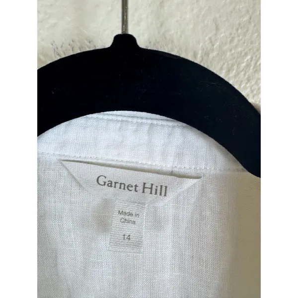 Garnet Hill Button Down Shirt Women 14 100% Linen Gauzy Coastal‎ Resort Vacation - Image 2