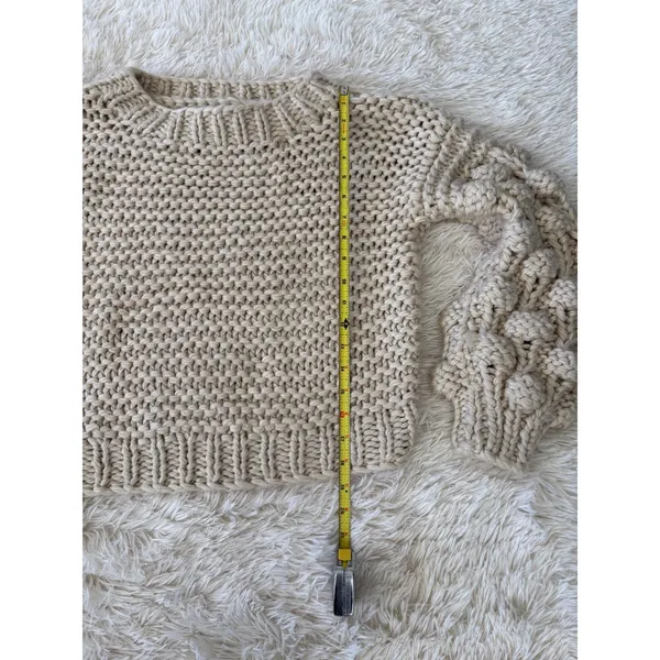 Olivaceous Women's Cream Knit Bobble Sleeve Pullover Sweater Size L‎ - Image 7