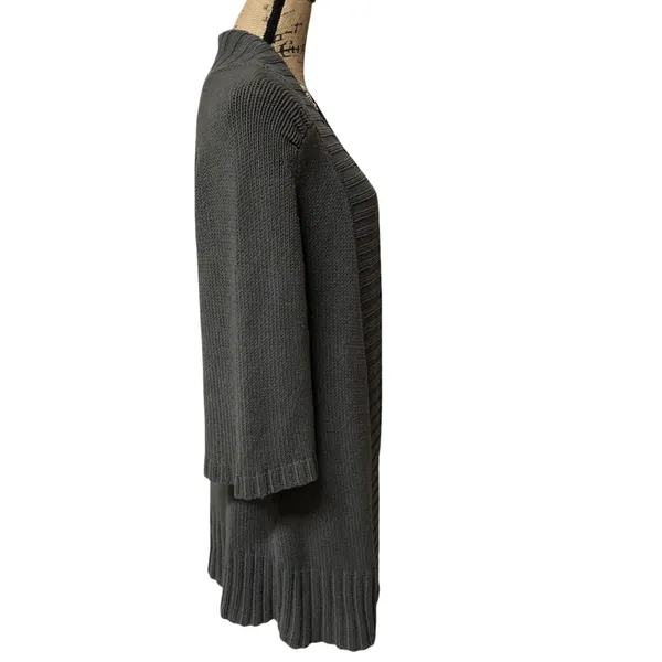 Anthropologie ‘Tabitha’ Charcoal Gray Ribbed Open-Front Long Cardigan Euc! - Image 3
