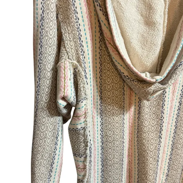 Billabong Baja Striped Textured Knit Hoodie Top Boho Surf Beach Pullover Sz‎ M - Image 6