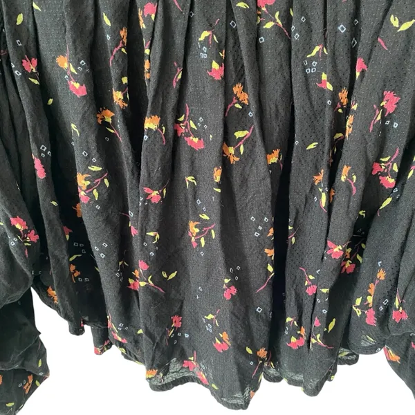Free People Lady Lou Embroidered Black Blouse size medium Blouse - Image 8