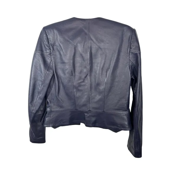 Vintage Zelda Genuine Lamb Leather Jacket Blue Violet Purple Cropped Blazer - Image 6