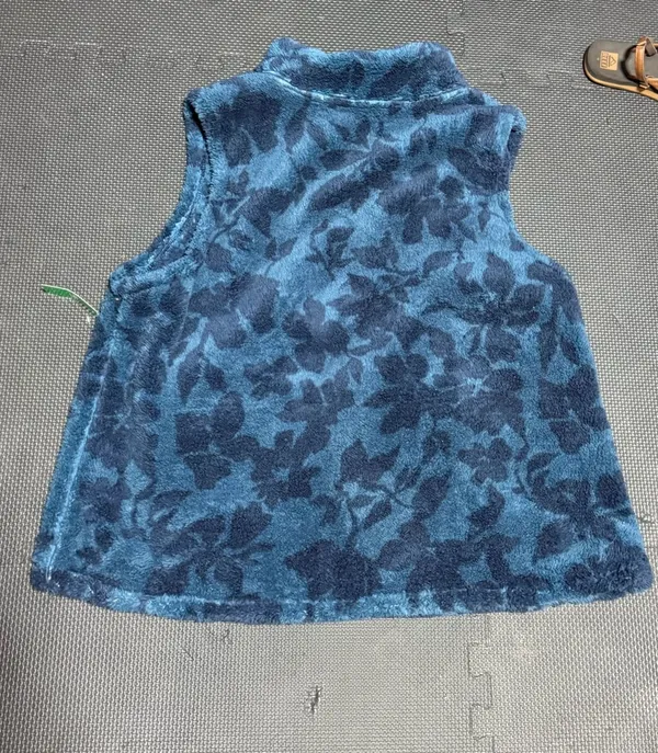 dip Nordic Extended Women's Blue Floral Fuzzed Fleece Vest Size 1X new - Image 4