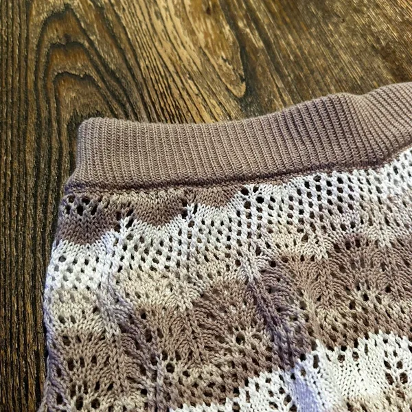 Princess Polly Leah Crochet Shorts Brown and White Stripes Size 8 - Image 5