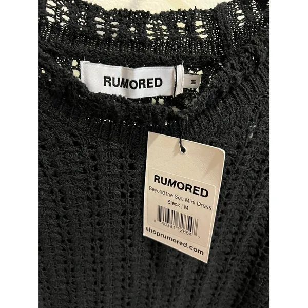 Anthropologie NWT Medium Rumored Black Beyond the Sea Fishnet Knit Mini Dress - Image 8