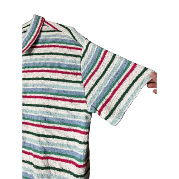 Zara Striped Jacquard Knit Button Front Shirt‎ Size Medium - Image 2