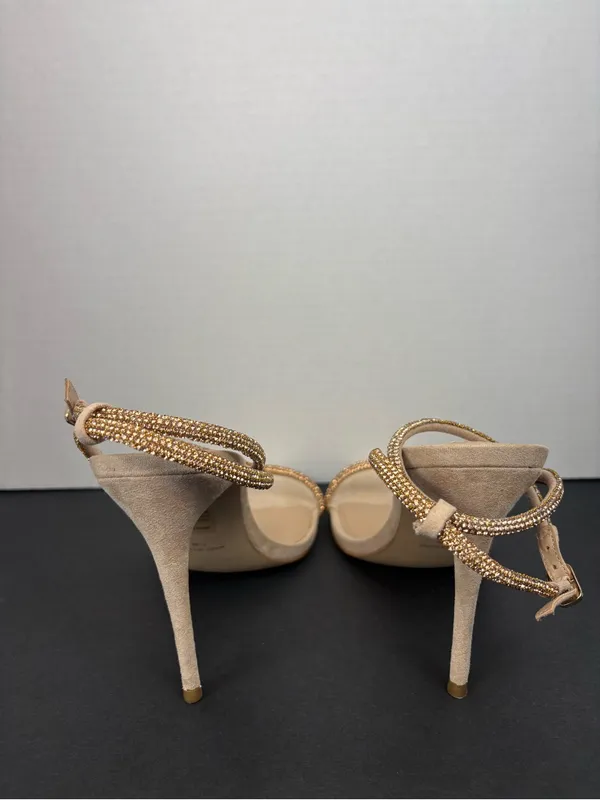 Steve Madden Nude Gold Embellished Ankle-Strap Heels - Image 3