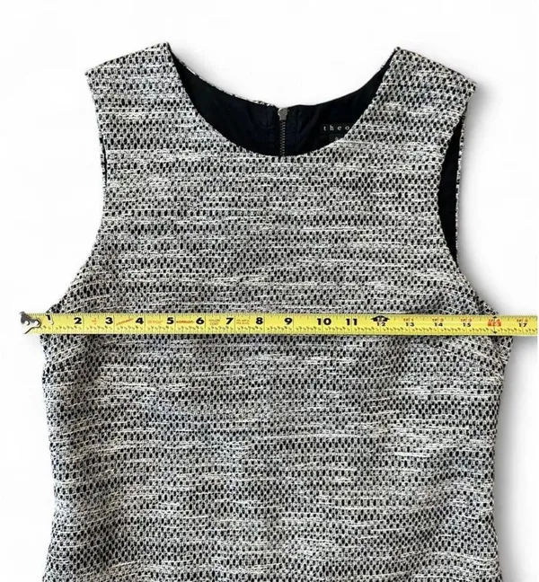 Theory Cortney Deleo Tweed Crew Neck Shift Dress - Image 5
