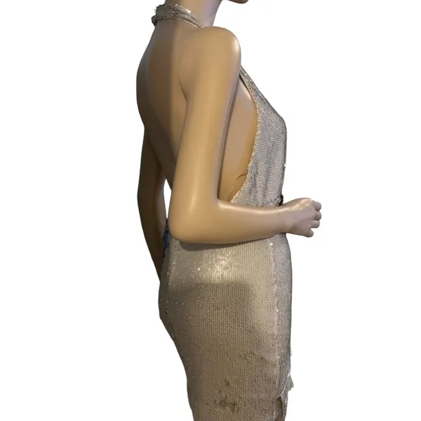 DO+BE Dresses |  Beige Cream‎ Sequin Halter Ruffle Mini Dress ... - Image 3