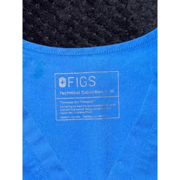 FIGS Women's‎ Technical Collection Scrub Top Blue Short Sleeve Pocket Sz M - Image 3