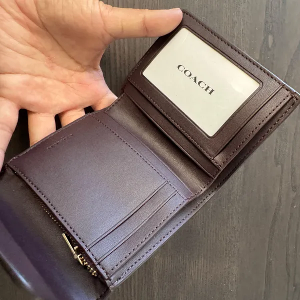 Small Trifold Wallet In Colorblock Micro Signature Canvas CF369 - Image 3