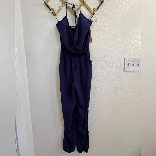 NWT Lulus Learning to Fly Navy Halter Jumpsuit Small Flawed - Image 6