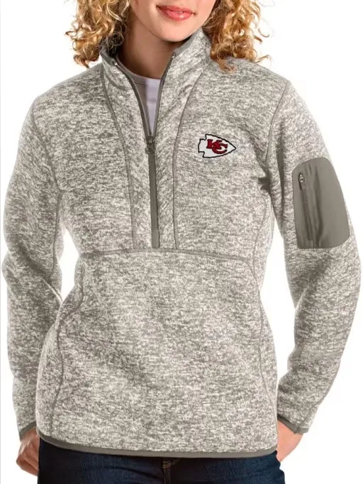 Antigua Kansas City Chiefs Fortune Half-Zip Pullover Oatmeal Large Football NFL - Image 2