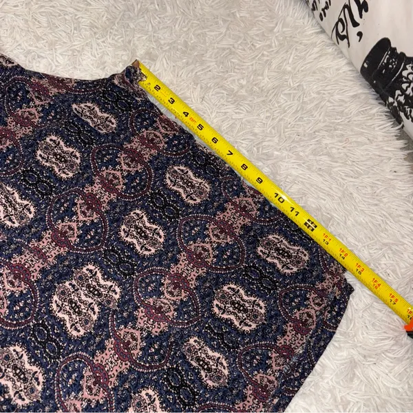 Abercrombie & Fitch Paisley Aztec Boho Crop Wide Leg Pull On‎ Pants Blue medium - Image 7