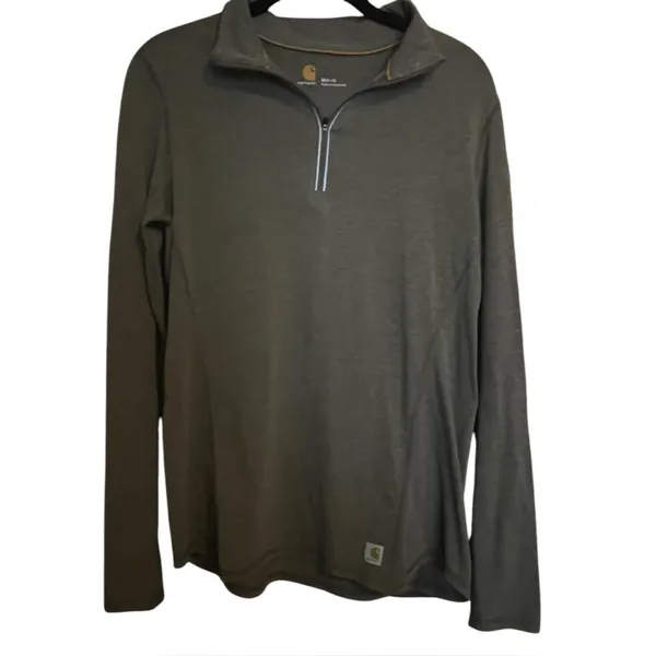 Carhartt Women's For1/4 Zip Lightweight Pullover Olive Green - Image 2