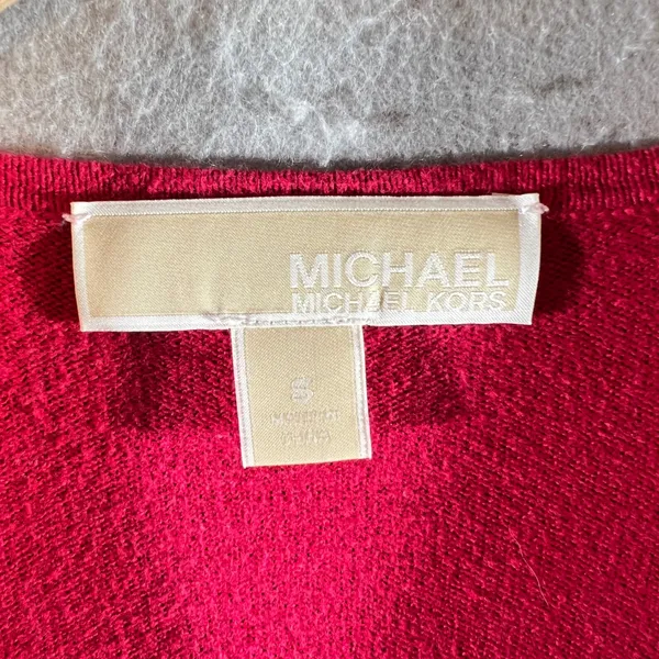1151 | Michael Kors Red Cotton‎ Quarter Zip Pullover Sweater Womens Small - Image 3