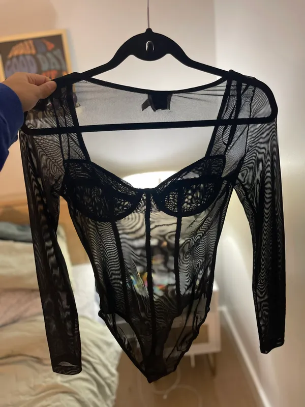 Princess Polly Black Mesh Bodysuit - Image 5