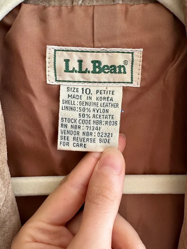 L.L. Bean Tan Suede Blazer Jacket, Fall Outerwear, Size 10 Petite - Image 9