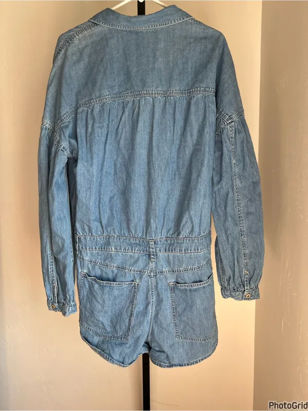 Free People We The Free Zodiac Denim One Piece Romper - Image 4