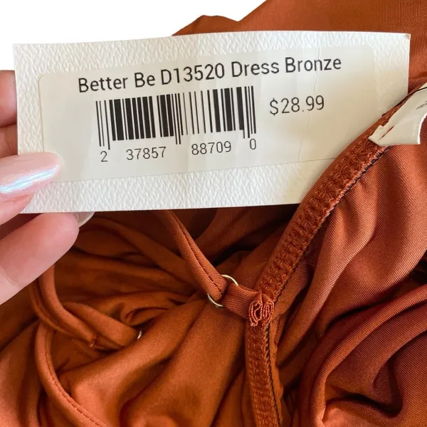 Better Be Ruched Body-con Plunge Mini Dress In Burnt Orange - Image 10