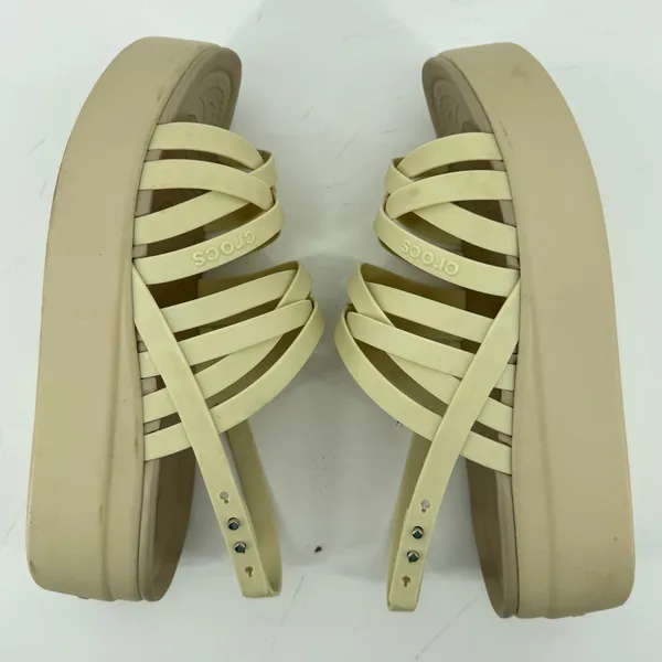 Crocs Brooklyn Strappy Low Wedge Sandal Bone Cream‎ Women 9 Comfort LiteRide Y2K - Image 6