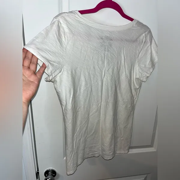 Patagonia Women’s White V-Neck Mesh Short Sleeve Basic Casual T-Shirt Size Large - Image 6