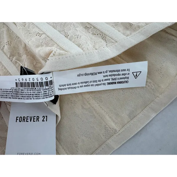 Forever 21 Ivory Lace Corset Bustier Lace Up Ribbon Coquette Y2K Romantic Fairy - Image 9