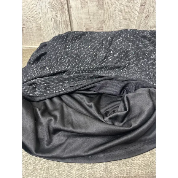 Womens M Black Sparkly Cowl Neck Open Back Long Sleeve Sexy Mini Cocktail Dress - Image 3