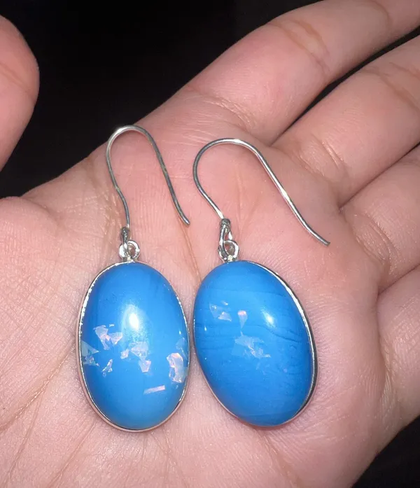 925 Silver Doublet Opal Gemstone Handmade Drop Dangle Earrings Jewelry Gift 1.72" - Image 2