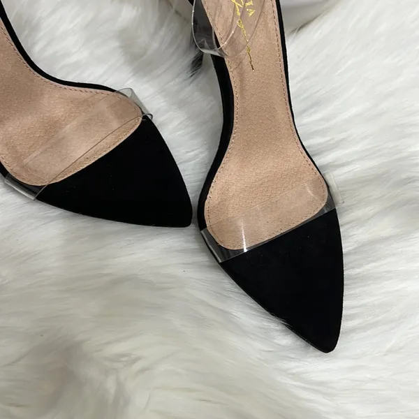 🖤🖤BLACK SUEDE HEELS Black Size 7 - Image 11