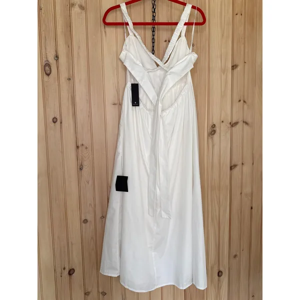 NWT Lulus Strolling Sicily White Pleated Backless Midi Dress With Pockets Sz XL - Image 6