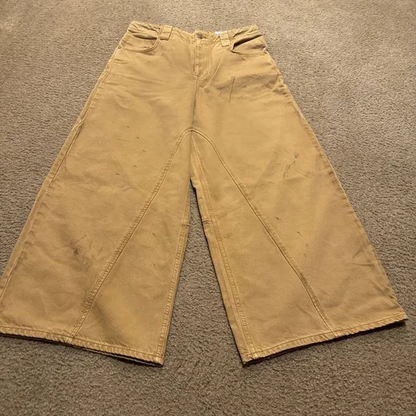We The FREE PEOPLE Brown CHILL VIBES Dropped WIDE LEG Distressed Bootcut 30” NEW - Image 2