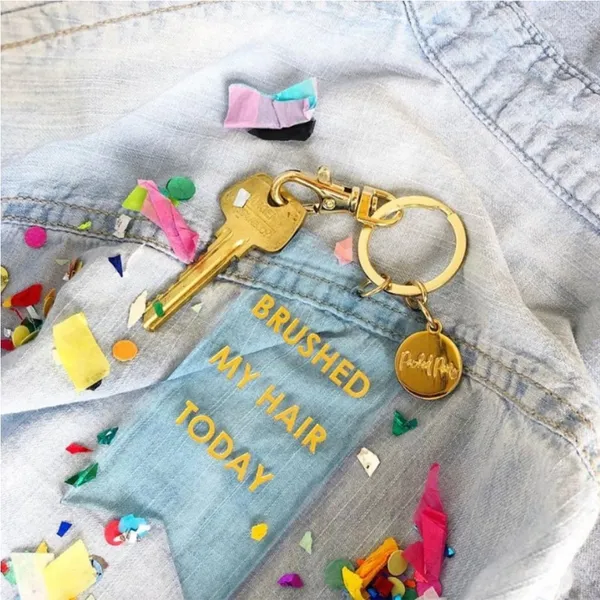 Packed Party Always Movin’ Brushed My Hair Today Gold Keychain Key Ring - Image 2