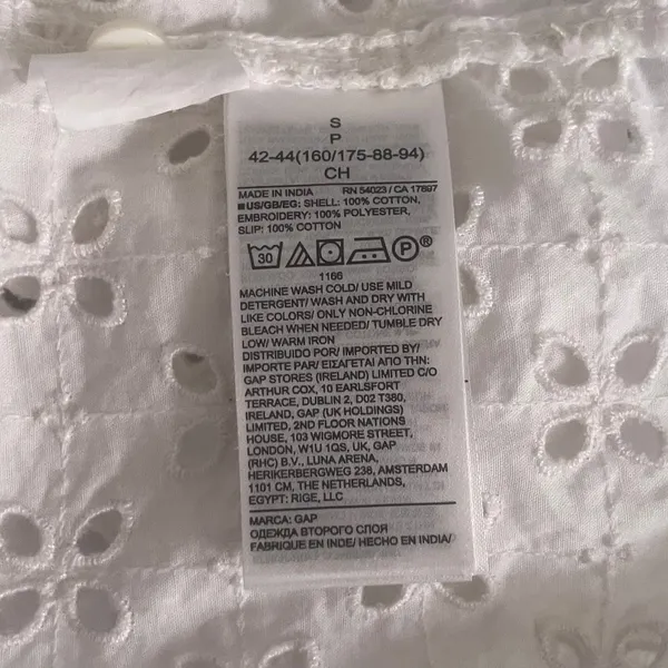 Gap Eyelet Shirt Dress‎ White Small - Image 9