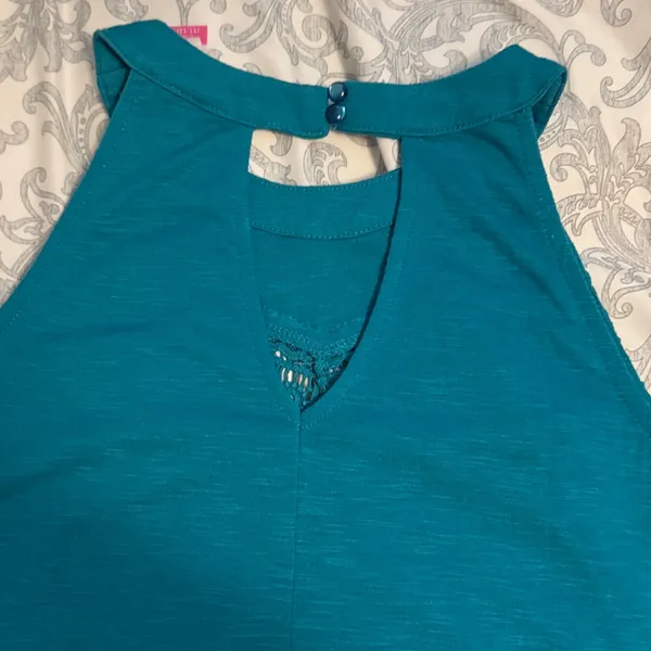 No Boundaries Turquoise w/ Accent Halter Tank Top - Image 5