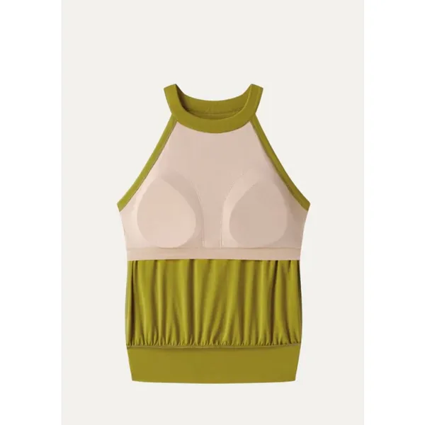 OGL Halter Neck Banded Hem Bra Tank Top Olive Green Size M Built-In Pads - Image 7