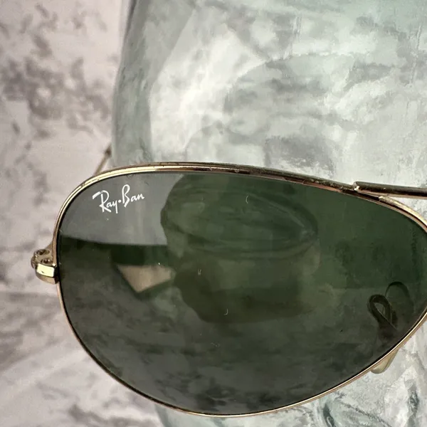 Ray Ban Vintage Aviator Large Gold Metal Sunglasses RB8026 Made‎ in Italy - Image 3