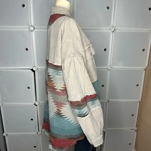 POL Corduroy Aztec Oversized Button Down Shirt Jacket Shacket Size Large - Image 10