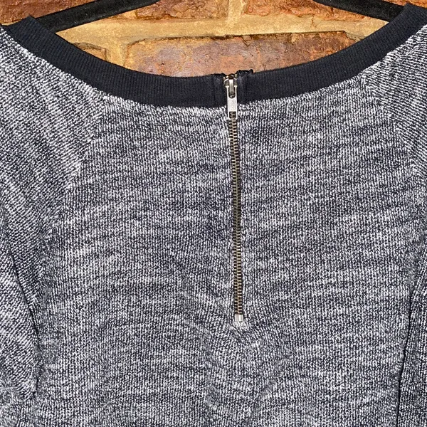 Mossimo Supply Co Black White Knit Back-Zip Sweatshirt Women's Size XL - Image 6