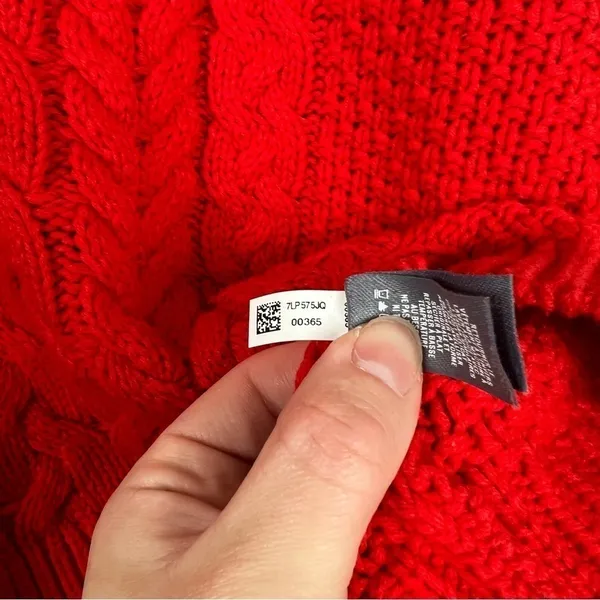 Aerie Cable Knit‎ Crew Neck Sweater Red Sz M - Image 6
