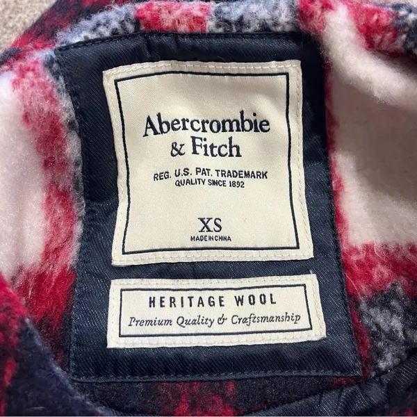 Abercrombie & Fitch Coat Women’s XS Red Plaid Wool Blend Preppy Winter - Image 9
