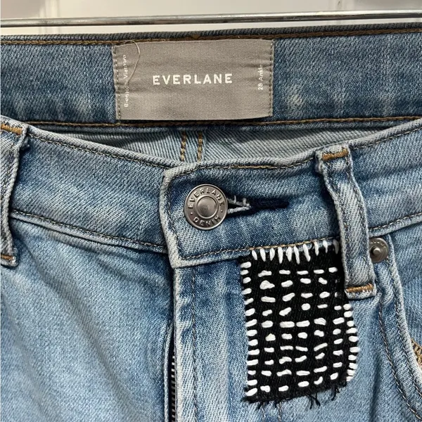 Everlane jeans with custom stitch patch size 27 ankle high waist‎ straight style - Image 2