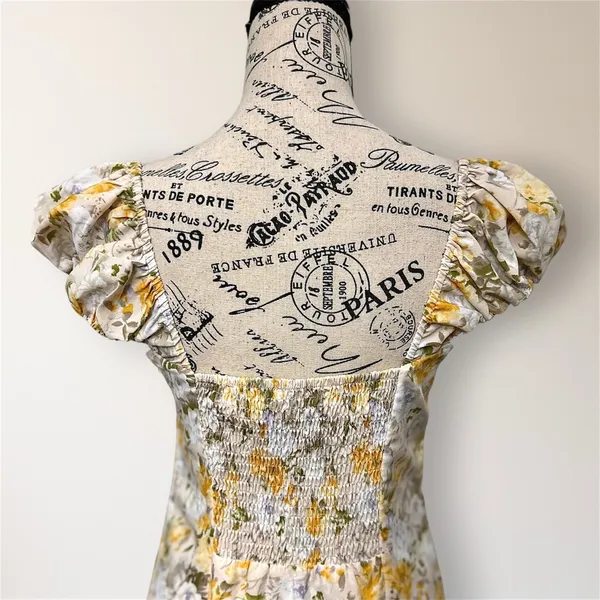 ASTR The‎ Label Yellow Floral Puff Sleeve Mini Dress S Homecoming Cottagecore - Image 6