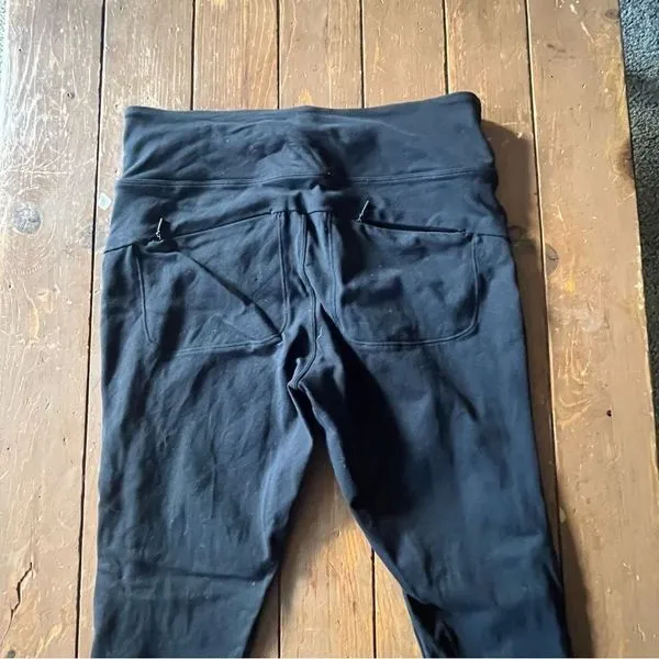 Athleta Black Leggings With Velvet Trim - Image 3