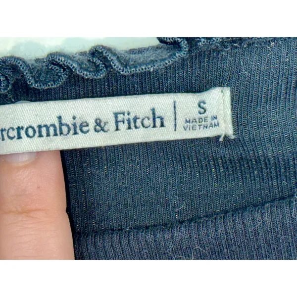 Abercrombie & Fitch Black Ribbed Knit Off Shoulder Long Sleeve Bodysuit Womens S - Image 4