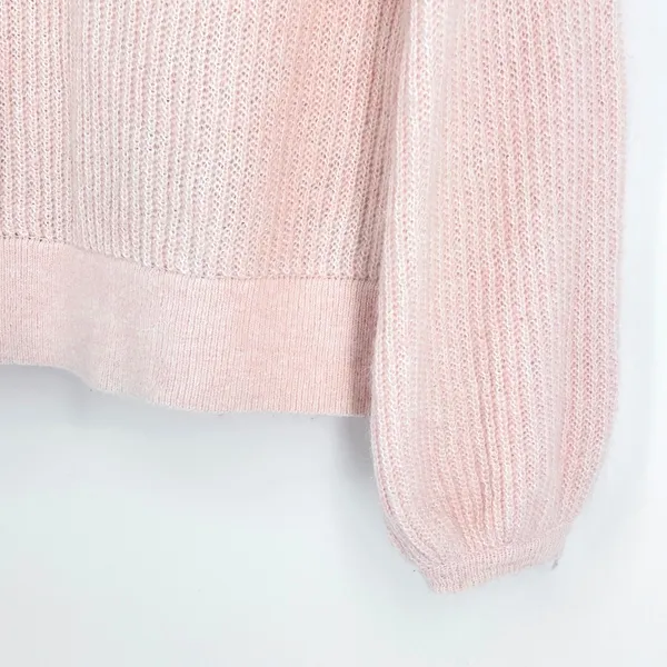 Boden Francesca Sweater Women's L Balloon Sleeve Rib Knit Mohair Knit Pink Large - Image 7