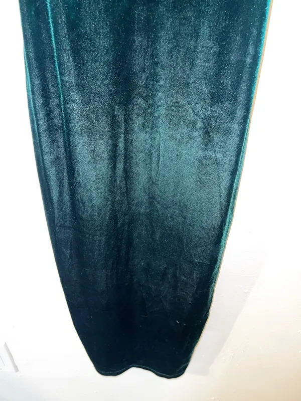 The Vintage Shop Velvet Spaghetti Strap Slip Dress in Deep Green - Image 3