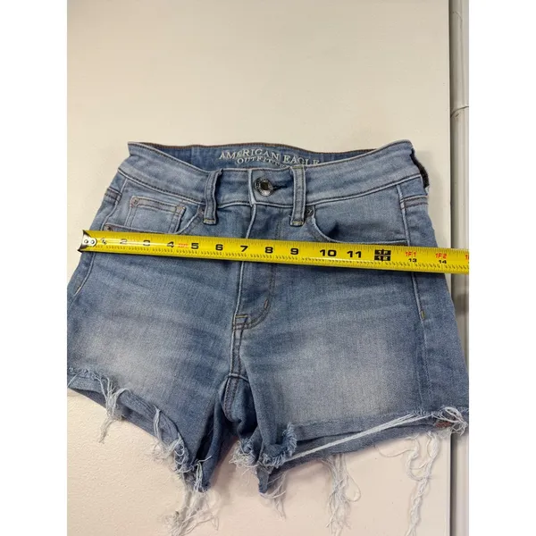 American‎ Eagle Outfitters Denim Shorts Womens Size 0 Light Wash Frayed - Image 6