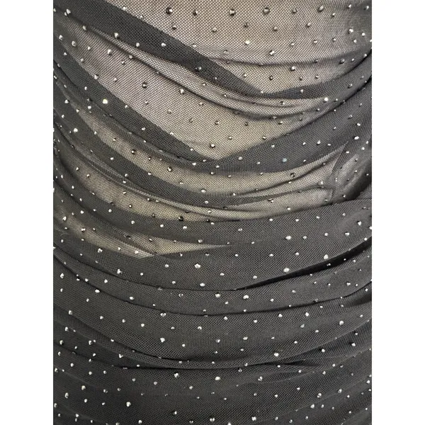 AFRM Jennan Rhinestone Illusion Maxi Dress Mesh Mid Section Black Size M - Image 12
